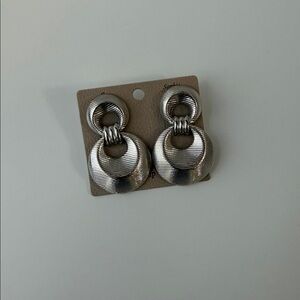 BN Sophia Grace Ribbon Open Door Knocker Silvertone Clip-On Earrings